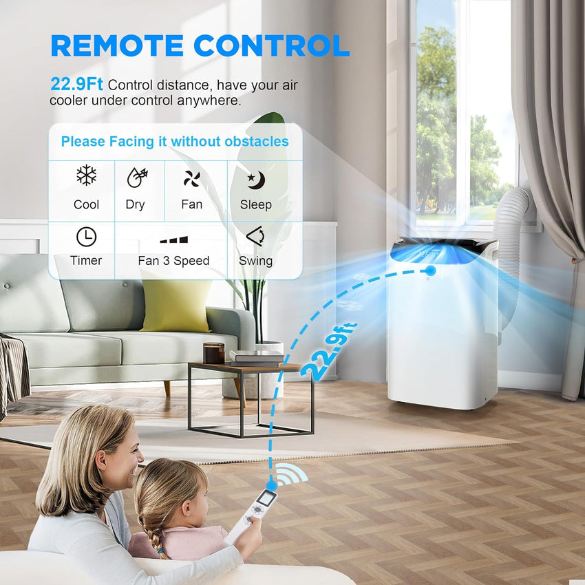 Portable Air Conditioners with Remote Control. 3-in-1 Free Standing Cooling AC Unit with Fan & Dehumidifier. Cools Room up to 700 sq.ft. Smart/Sleep Mode.3 Speed.Auto Swing.24H Timer